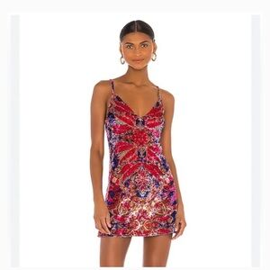 Free People Pink and Blue Printed Slip Dress